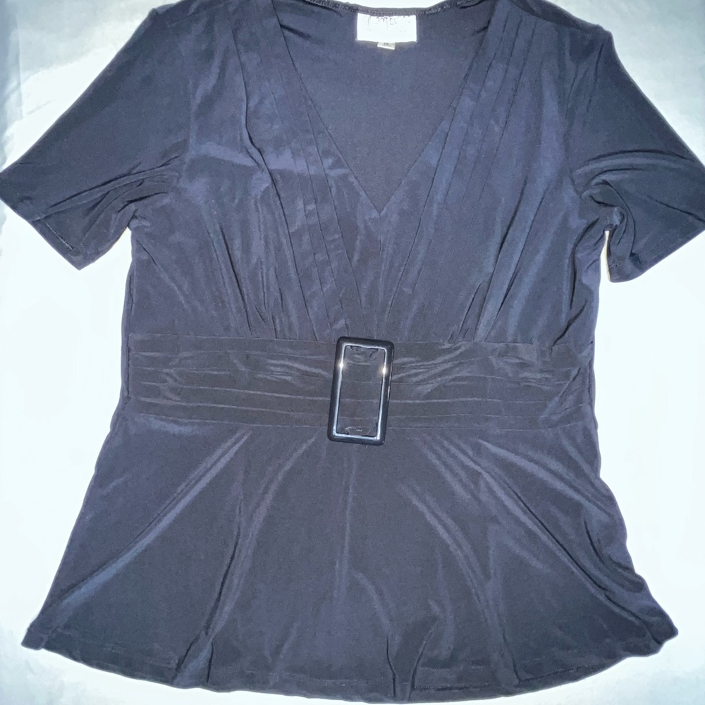 Julian Taylor Blue Wrap Style‎ Fitted Blouse Size 14